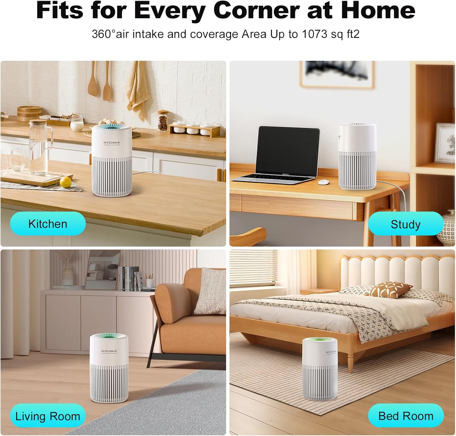 HYCHIKA HEPA Air Purifier for Home & Bedroom, True H13 Filter