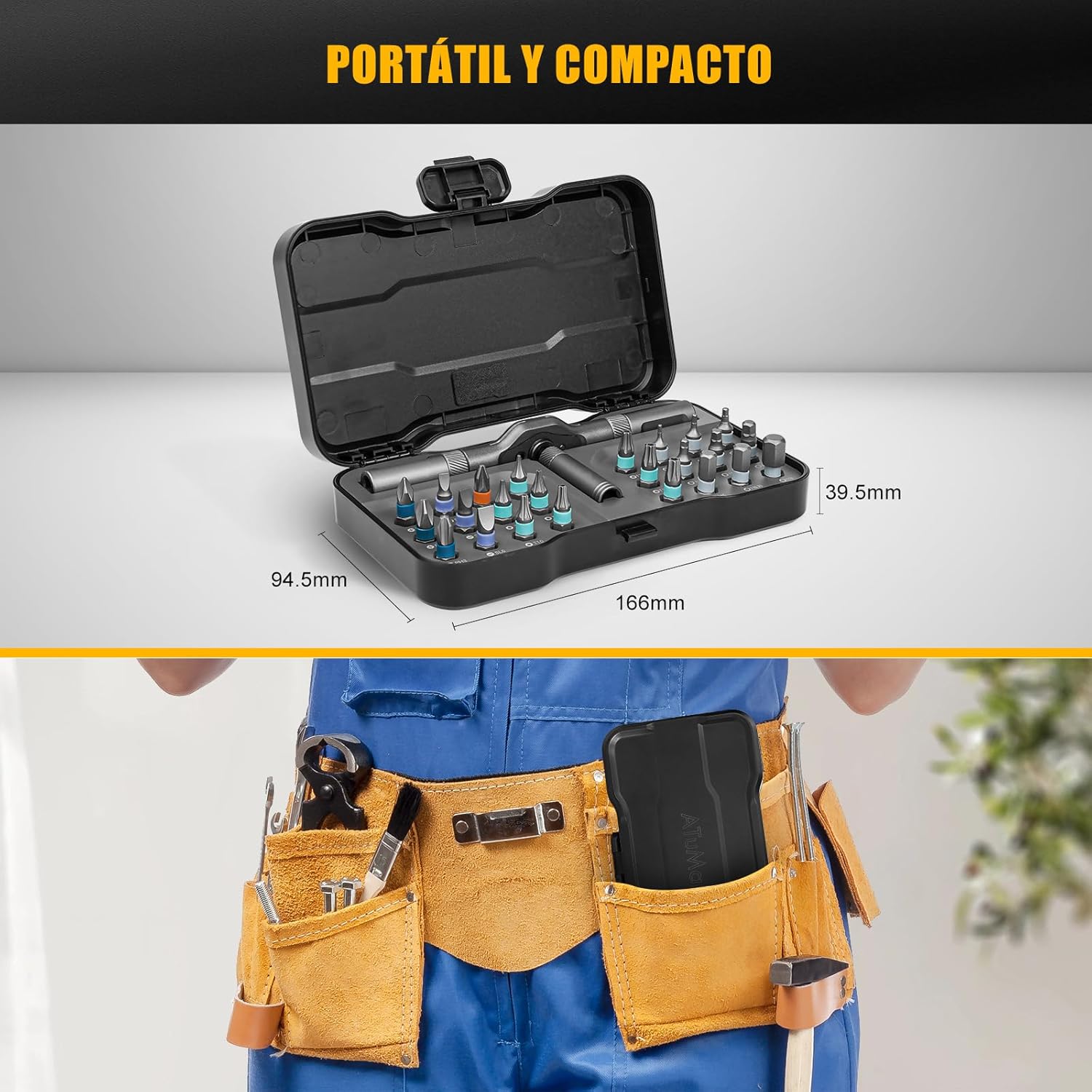 HYCHIKA 24 in 1 Ratchet Screwdriver Set - Mini Reversible Handle High Torque Ratchet Wrench Tight Quarter Right Angle Offset Screwdriver Bit Set