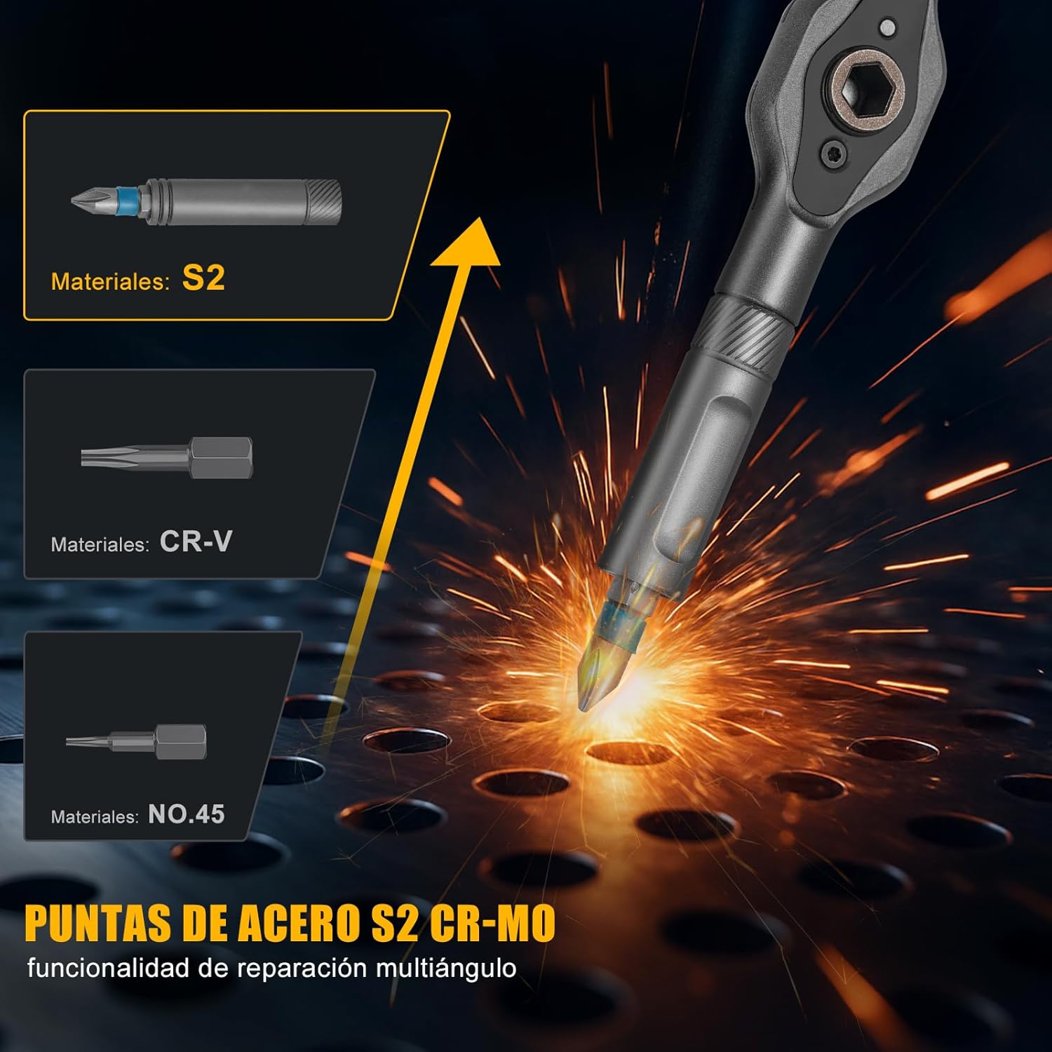 HYCHIKA 24 in 1 Ratchet Screwdriver Set - Mini Reversible Handle High Torque Ratchet Wrench Tight Quarter Right Angle Offset Screwdriver Bit Set