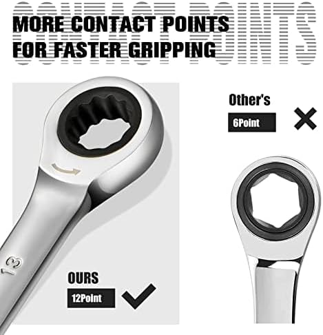 SORAKO Ratcheting Combination Wrench Industrial Grade Cr-V Steel Gear (A-13mm Metric)