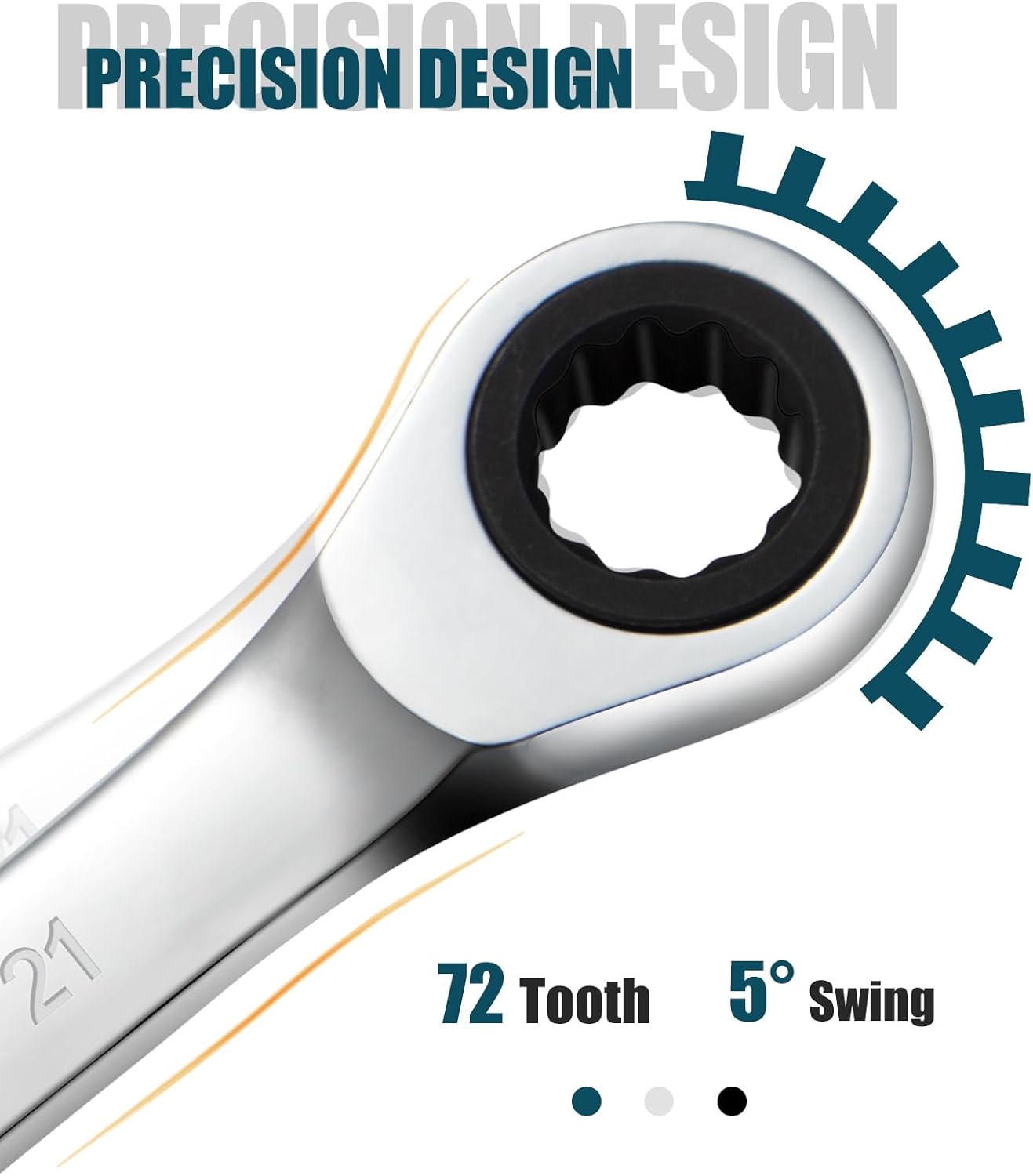SORAKO 21mm Ratcheting Combination Wrench, Chrome Vanadium Steel Gear Wrench