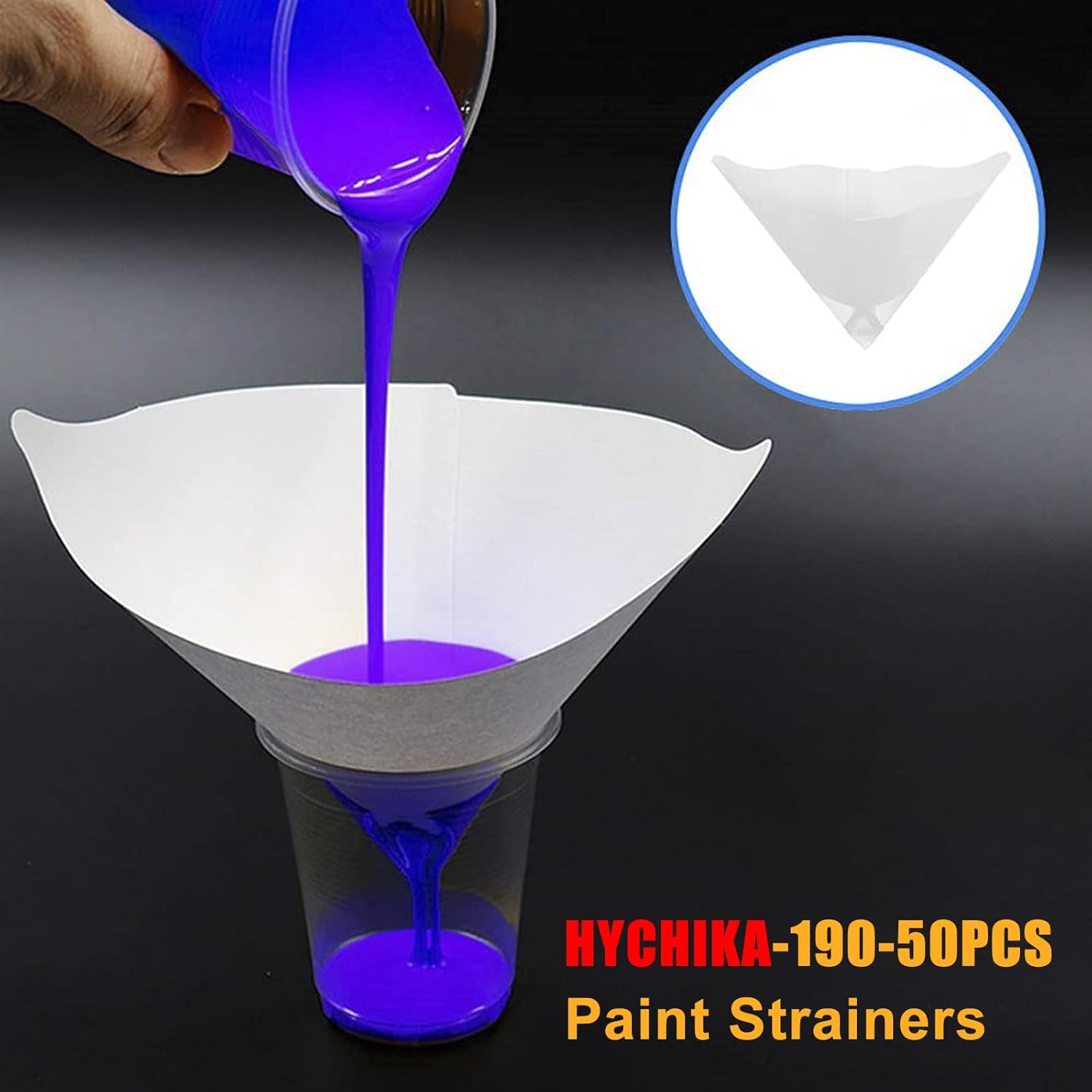 50 Pack of Paint Strainers with Fine 190 Micron Filter Tips — Cone Paint Filter Screen