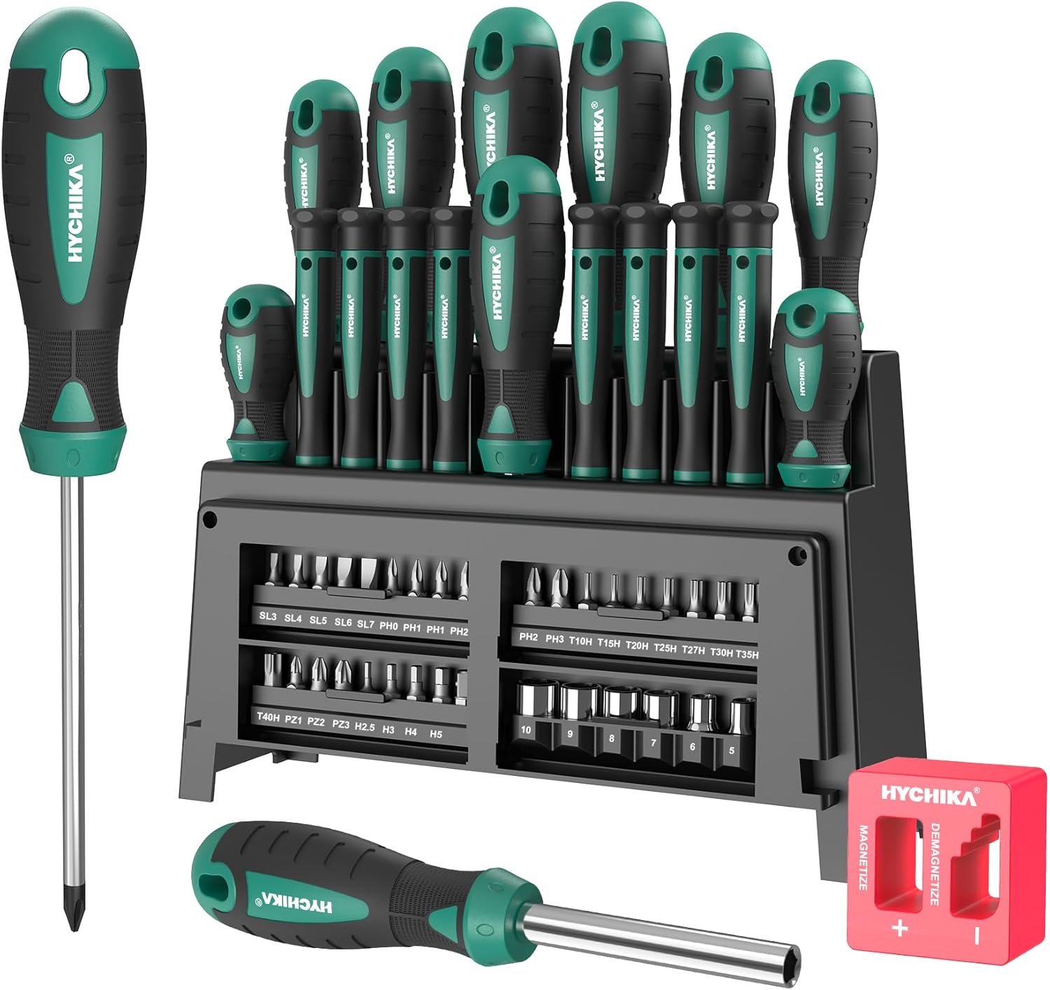 HYCHIKA Screwdriver Set, 51 Pieces Screwdriver Set, Including Cross Screwdriver Flat Screwdriver and Precision Screwdriver, Suitable for DIY, Maintenance Furniture, Computer, Toys