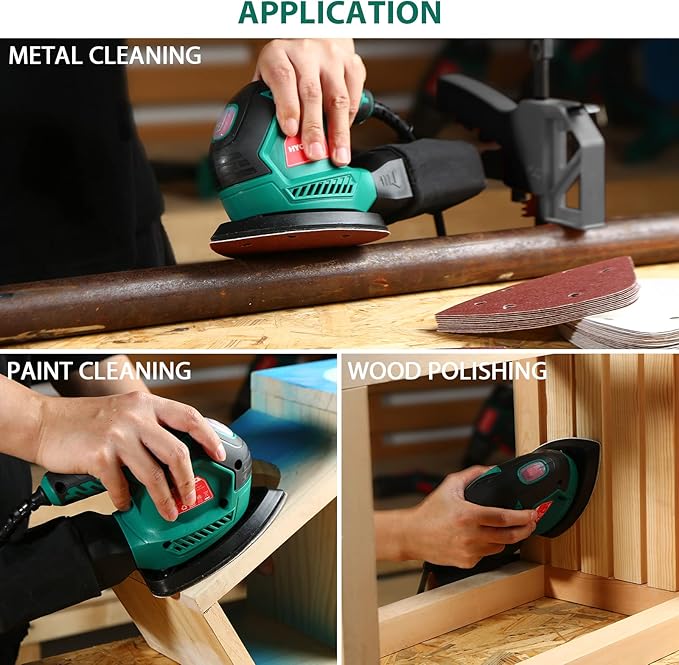 HYCHIKA 60PCS Sanding Pads, 6 Holes Hook and Loop 60/80/100/120/180/240 Grits Mouse Sander Pads for HYCHIKA 200W Mouse Sander (Model Number: FL118A)