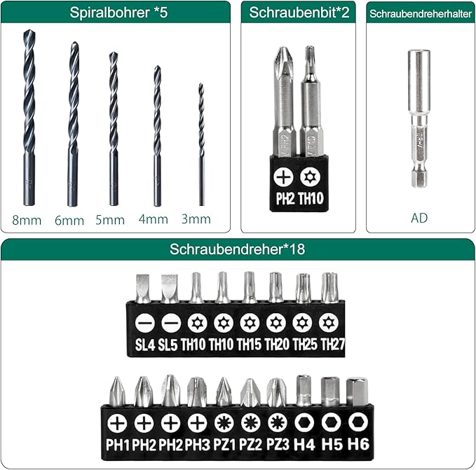 Akku-Bohrschrauber 12 V, 30 Nm, max. mit 1 x 1,5 Ah Akku (UK/EU)