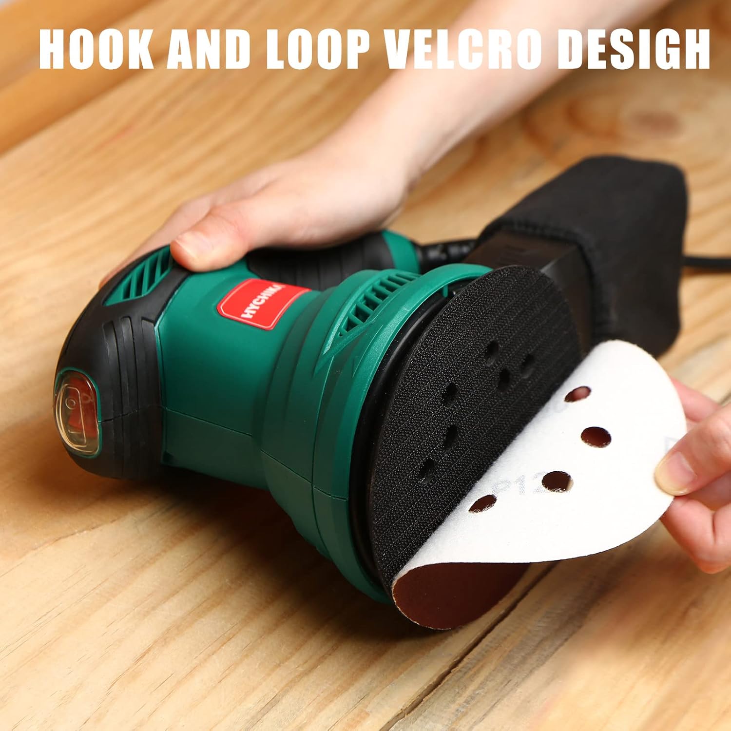 HYCHIKA 100-piece Sanding Discs Set,5 Inch 8 Holes Hook and Loop Sandpaper for Orbital Sander