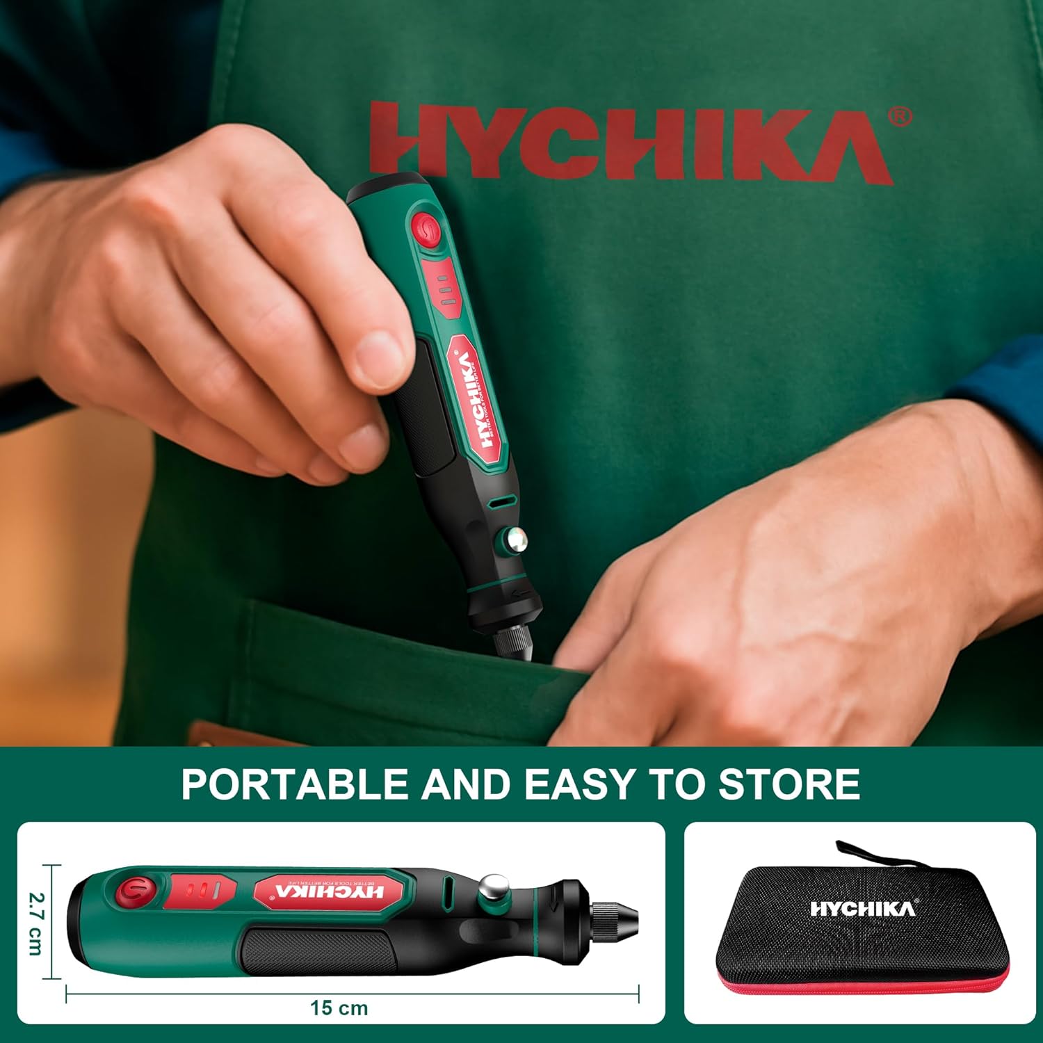 HYCHIKA Mini Cordless Rotary Tool Kit - 77PCS Accessories for Drilling, Sanding, Polishing, Engraving