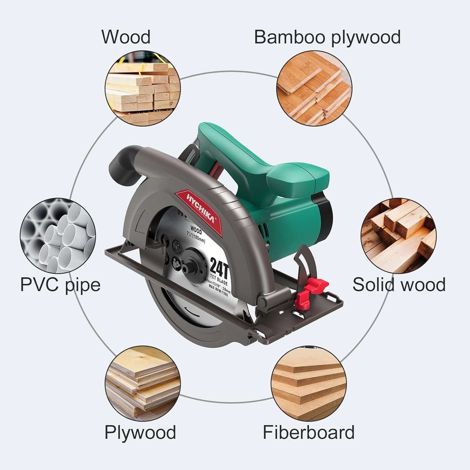 HYCHIKA Circular Saw, 1300W Electric Saw 4500RPM(UK/EU)