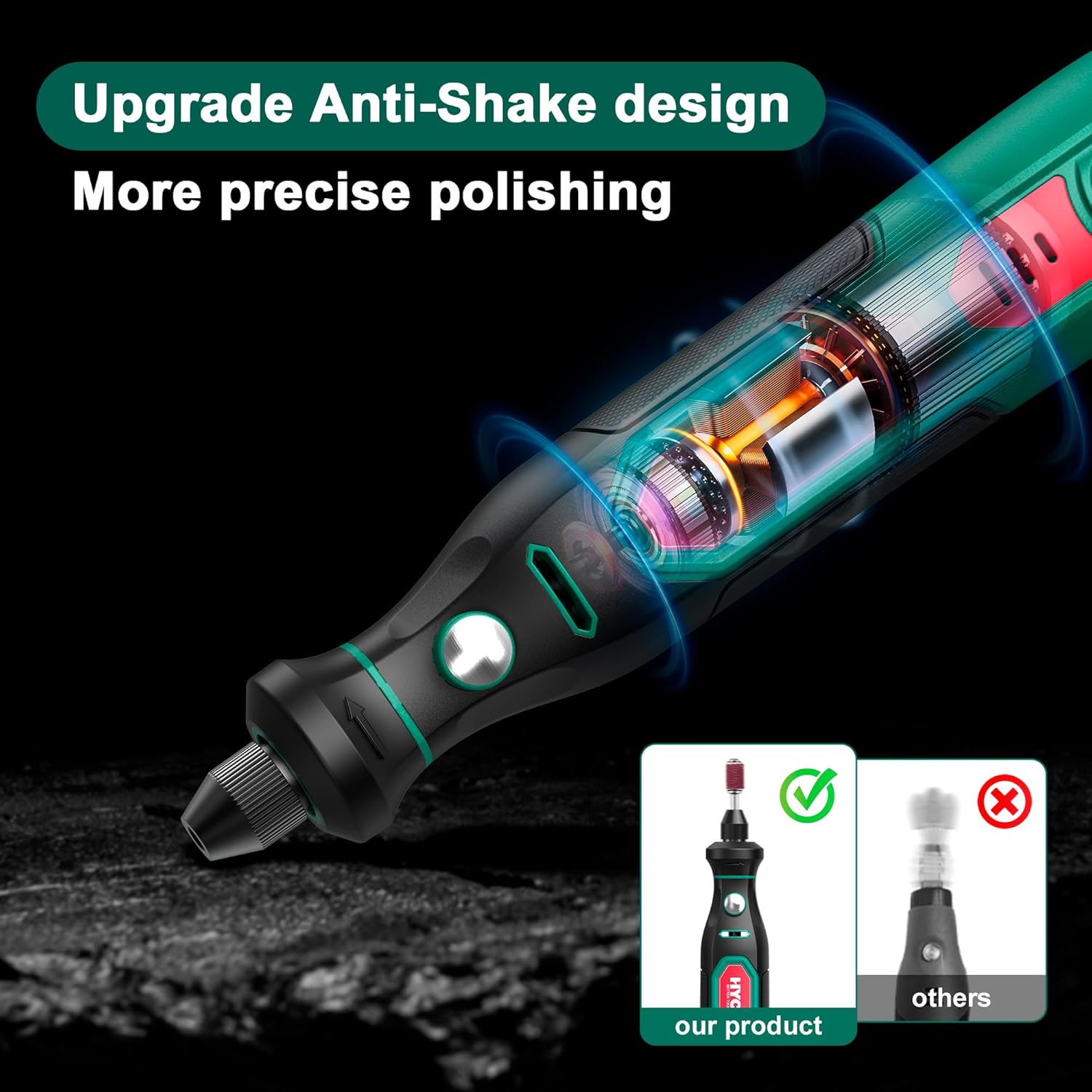 HYCHIKA Mini Cordless Rotary Tool Kit - 77PCS Accessories for Drilling, Sanding, Polishing, Engraving