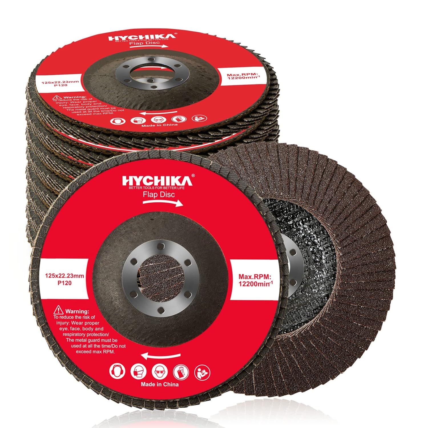 HYCHIKA 125mm Flap Discs, 120 Grit Angle Grinder Sanding Discs