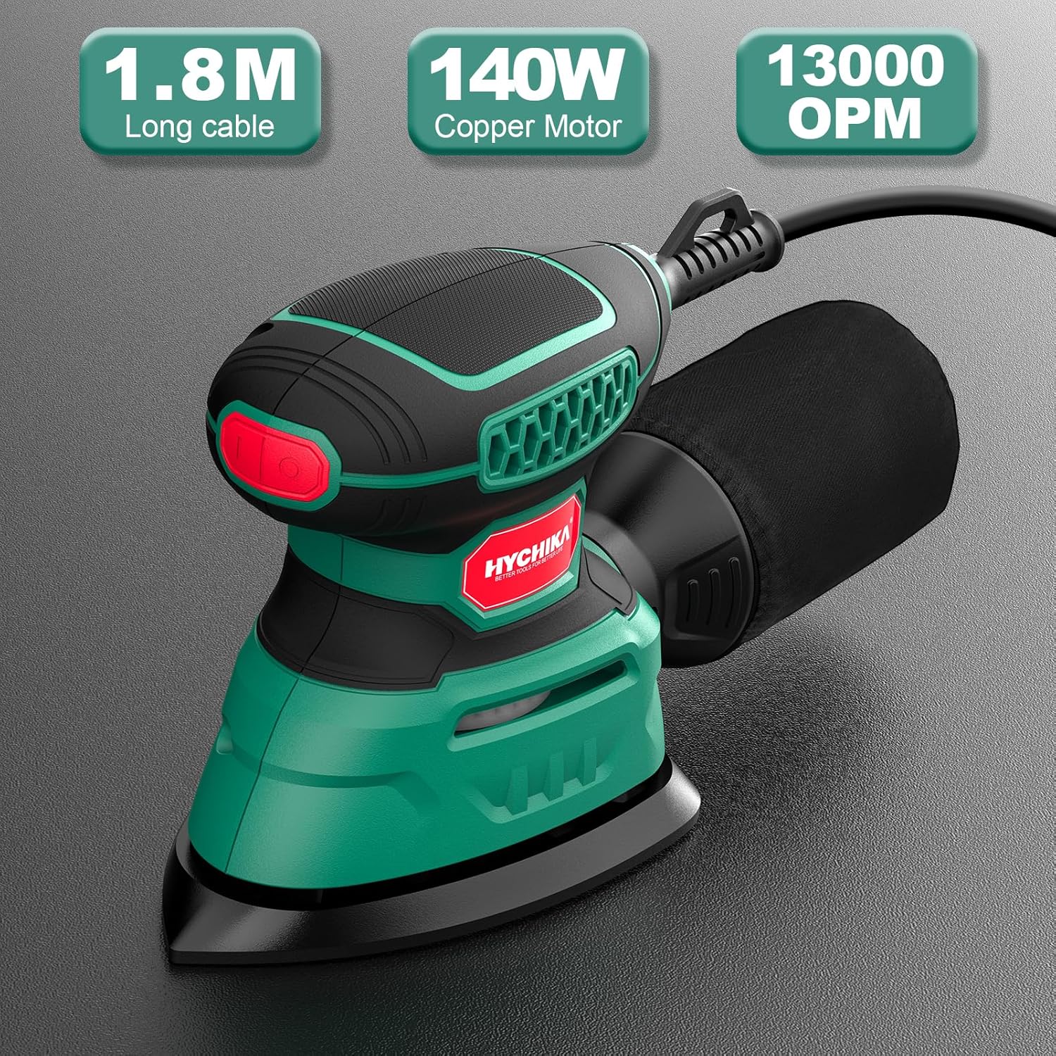 HYCHIKA 140 W Detailschleifer, 1,2 A Handschleifwerkzeug mit 12 Schleifpapieren (EU/US)