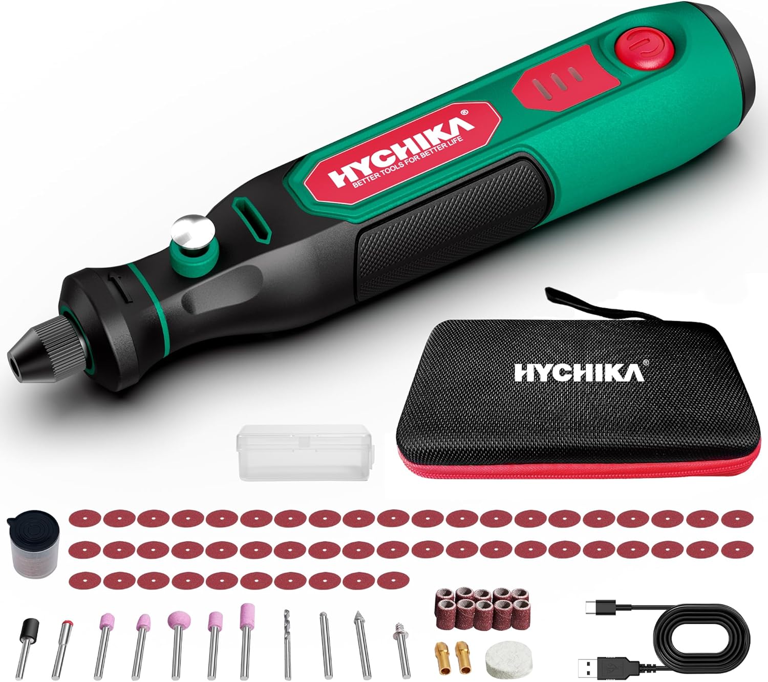 HYCHIKA Mini Cordless Rotary Tool Kit - 77PCS Accessories for Drilling, Sanding, Polishing, Engraving