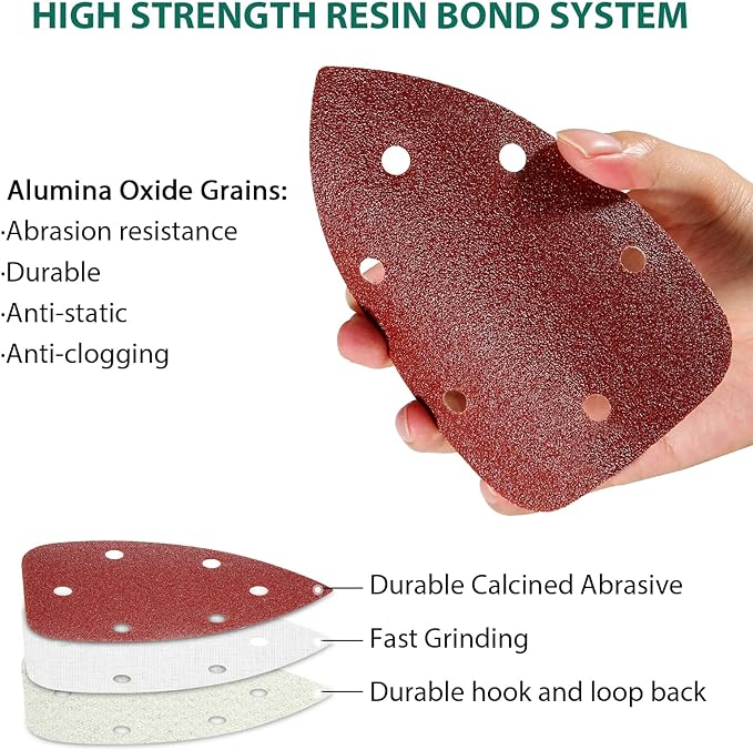 HYCHIKA 60PCS Sanding Pads, 6 Holes Hook and Loop 60/80/100/120/180/240 Grits Mouse Sander Pads for HYCHIKA 200W Mouse Sander (Model Number: FL118A)
