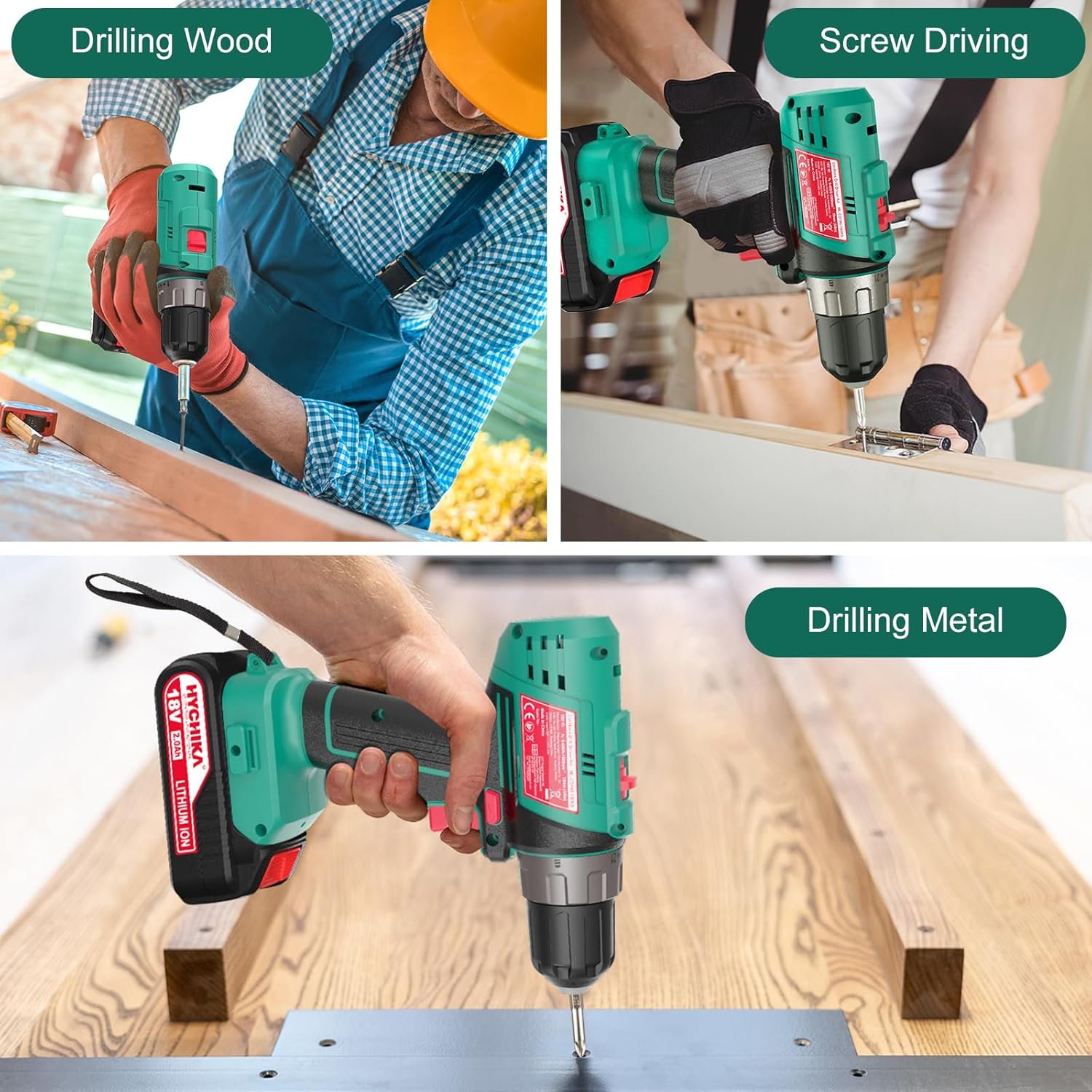Cordless Drill Driver 18V,2.0Ah Battery, 26Pcs Combi Drill Accessories, 35Nm Max