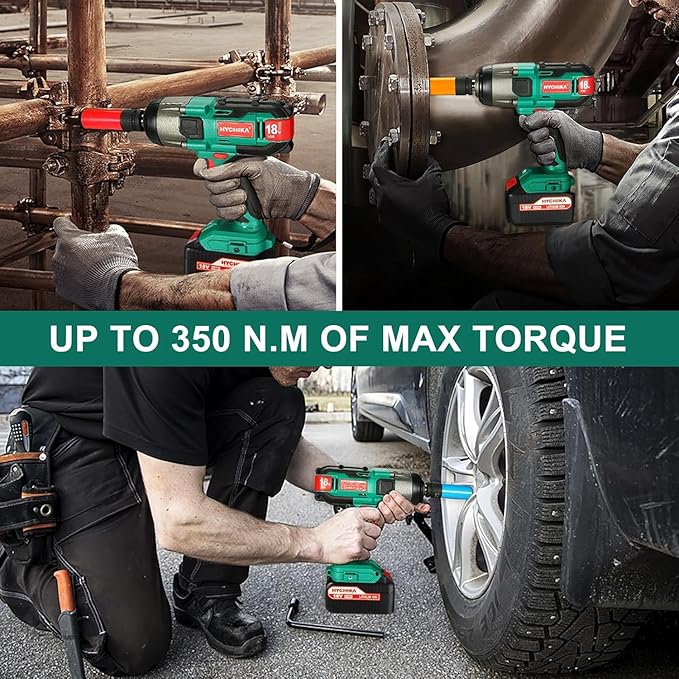 Cordless Impact Wrenches with 3PCS Sockets 2000RPM 350Nm 18V