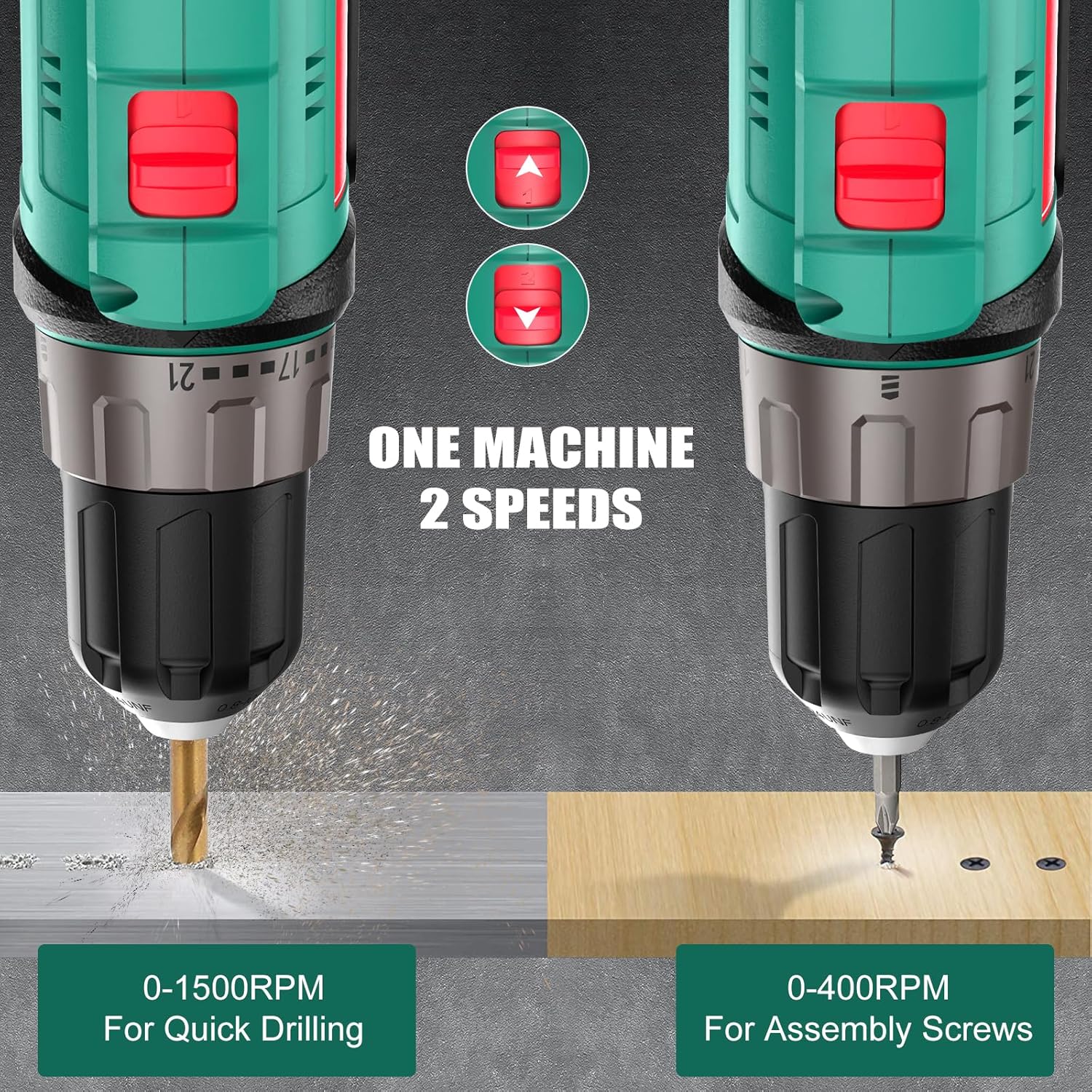Cordless Drill Driver 18V,2.0Ah Battery, 26Pcs Combi Drill Accessories, 35Nm Max