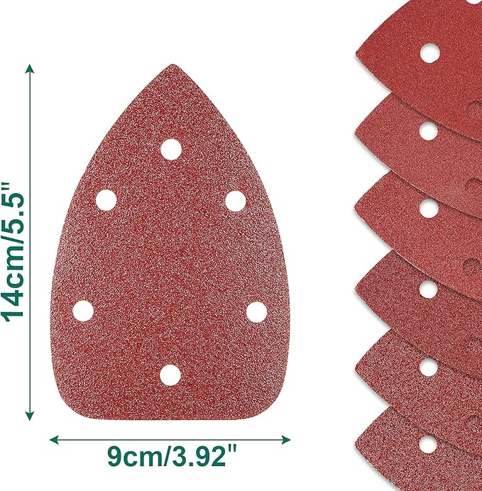 HYCHIKA 60PCS Sanding Pads, 6 Holes Hook and Loop 60/80/100/120/180/240 Grits Mouse Sander Pads for HYCHIKA 200W Mouse Sander (Model Number: FL118A)