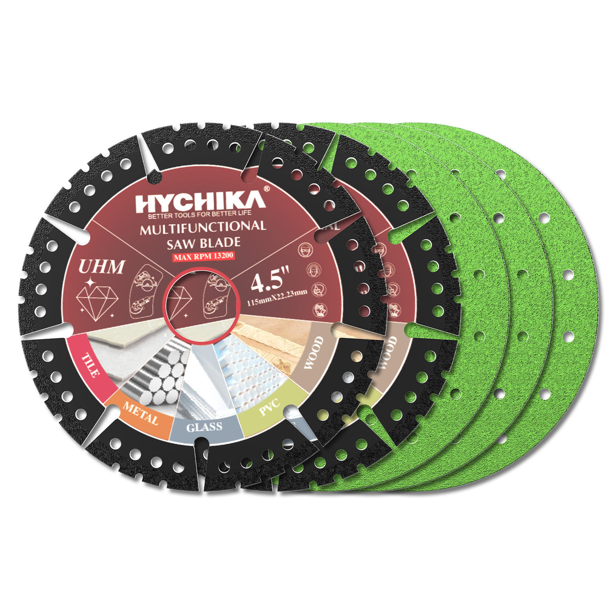 HYCHIKA 5-Piece Diamond Cutting & Grinding Disc Set — 4.5" for Automotive Body, Exhaust & Chassis Work