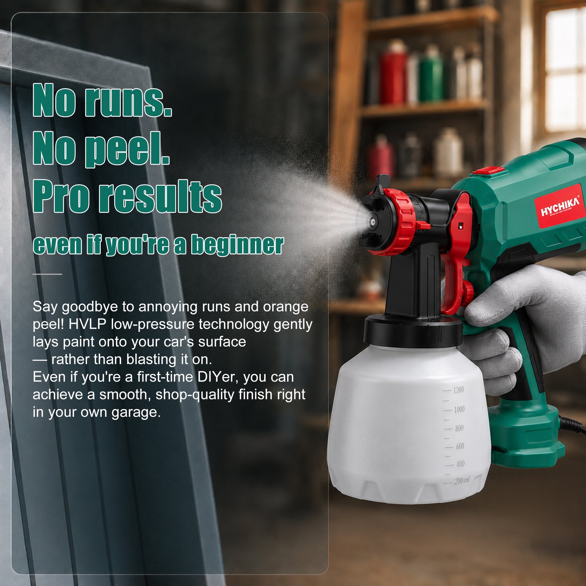 HYCHIKA 600W HVLP-Farbspritzgerät, 1200ML