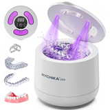 HYCHIKA Ultrasonic Retainer Cleaner Machine with UV, 4 Modes, 45kHz, for Retainers, Night Guards, Dentures, 200 mL, 1-Count