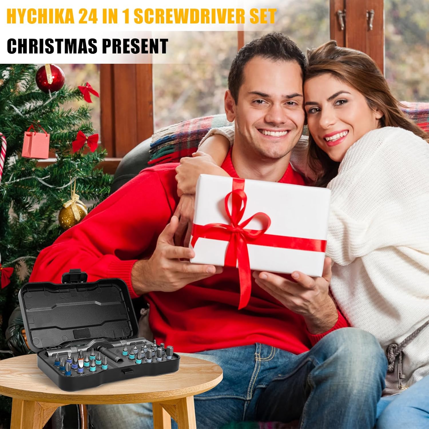 HYCHIKA 24 in 1 Ratchet Screwdriver Set - Mini Reversible Handle High Torque Ratchet Wrench Tight Quarter Right Angle Offset Screwdriver Bit Set