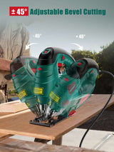 HYCHIKA Corded Electric Jigsaw 750W with Laser and 6 Blades, 800-3000SPM(UK/EU)