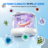 HYCHIKA Ultrasonic Retainer Cleaner Machine with UV, 4 Modes, 45kHz, for Retainers, Night Guards, Dentures, 200 mL, 1-Count