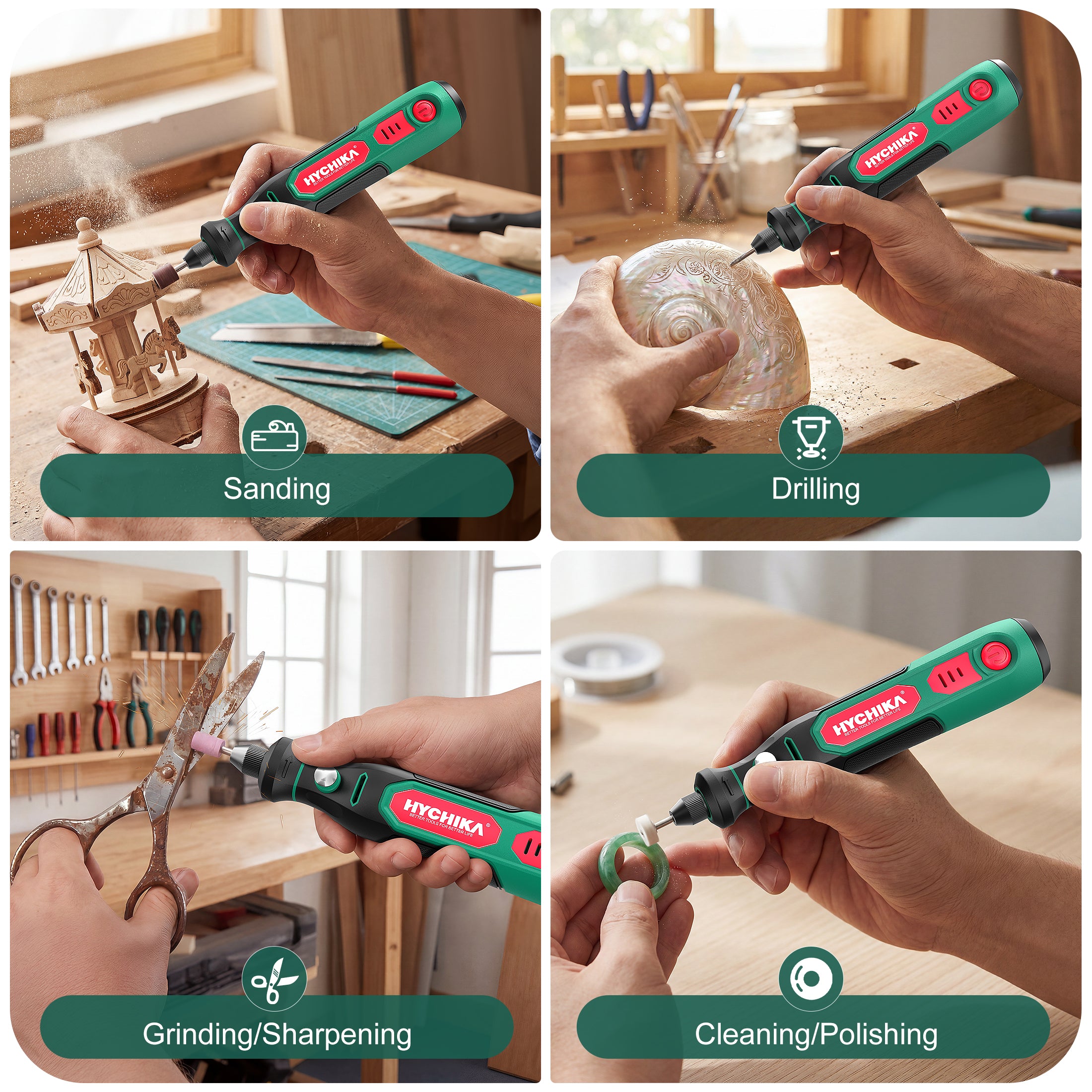 HYCHIKA 3.6V Mini Cordless Rotary Tool Kit，3-Speed with 89 Pcs & Usb-C Charging, for Diy Engraving, Polishing, Crafts and Models