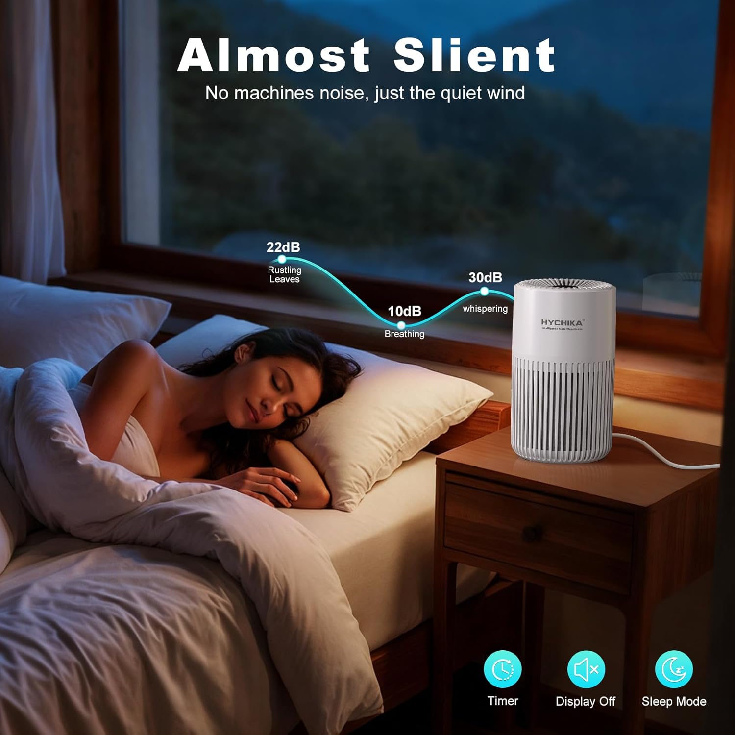 HYCHIKA HEPA Air Purifier for Home & Bedroom, True H13 Filter