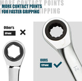 SORAKO 21mm Ratcheting Combination Wrench, Chrome Vanadium Metric Open End & Box End Wrench
