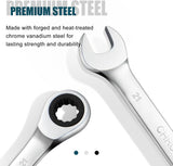 SORAKO 21mm Ratcheting Combination Wrench, Chrome Vanadium Metric Open End & Box End Wrench