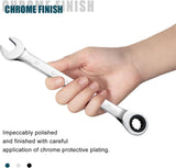 SORAKO 21mm Ratcheting Combination Wrench, Chrome Vanadium Metric Open End & Box End Wrench