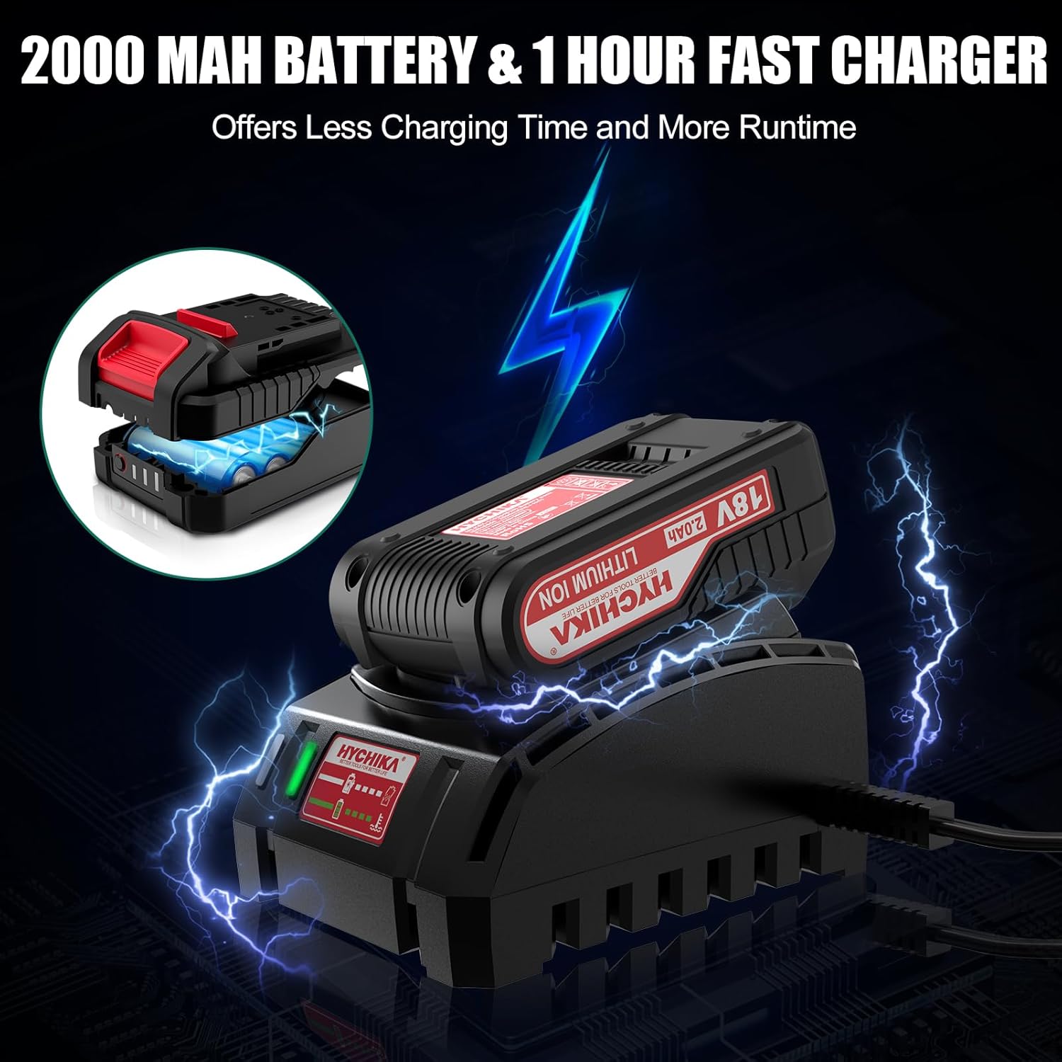 Cordless Brushless Hammer Drill Sets 18V, 60N·m Max, 2.0A Battery with  53Pcs Combi Accessories