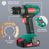HYCHIKA 18V Cordless Drill and Impact Driver Set