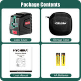 HYCHIKA Laser Level 15 M, Horizontal and Vertical Cross Line Laser, Green Laser Spirit Level 3 Levels of Brightness Adjustment