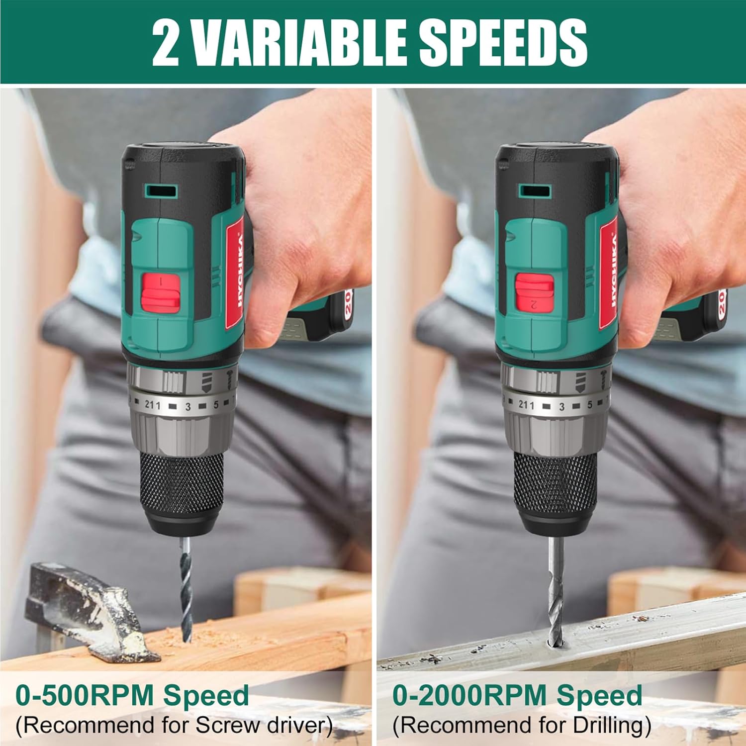 Cordless Brushless Hammer Drill Sets 18V, 60N·m Max, 2.0A Battery with  53Pcs Combi Accessories