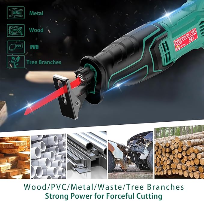 HYCHIKA Corded Reciprocating Saw, 2PCS Blades