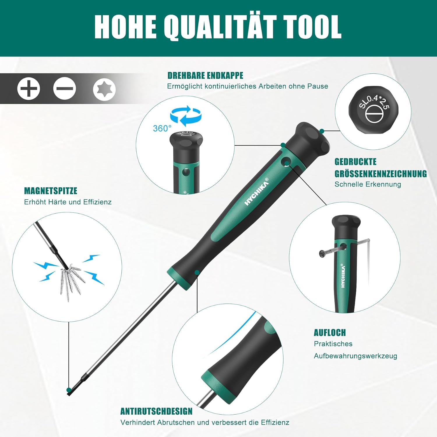 HYCHIKA Screwdriver Set, 51 Pieces Screwdriver Set, Including Cross Screwdriver Flat Screwdriver and Precision Screwdriver, Suitable for DIY, Maintenance Furniture, Computer, Toys