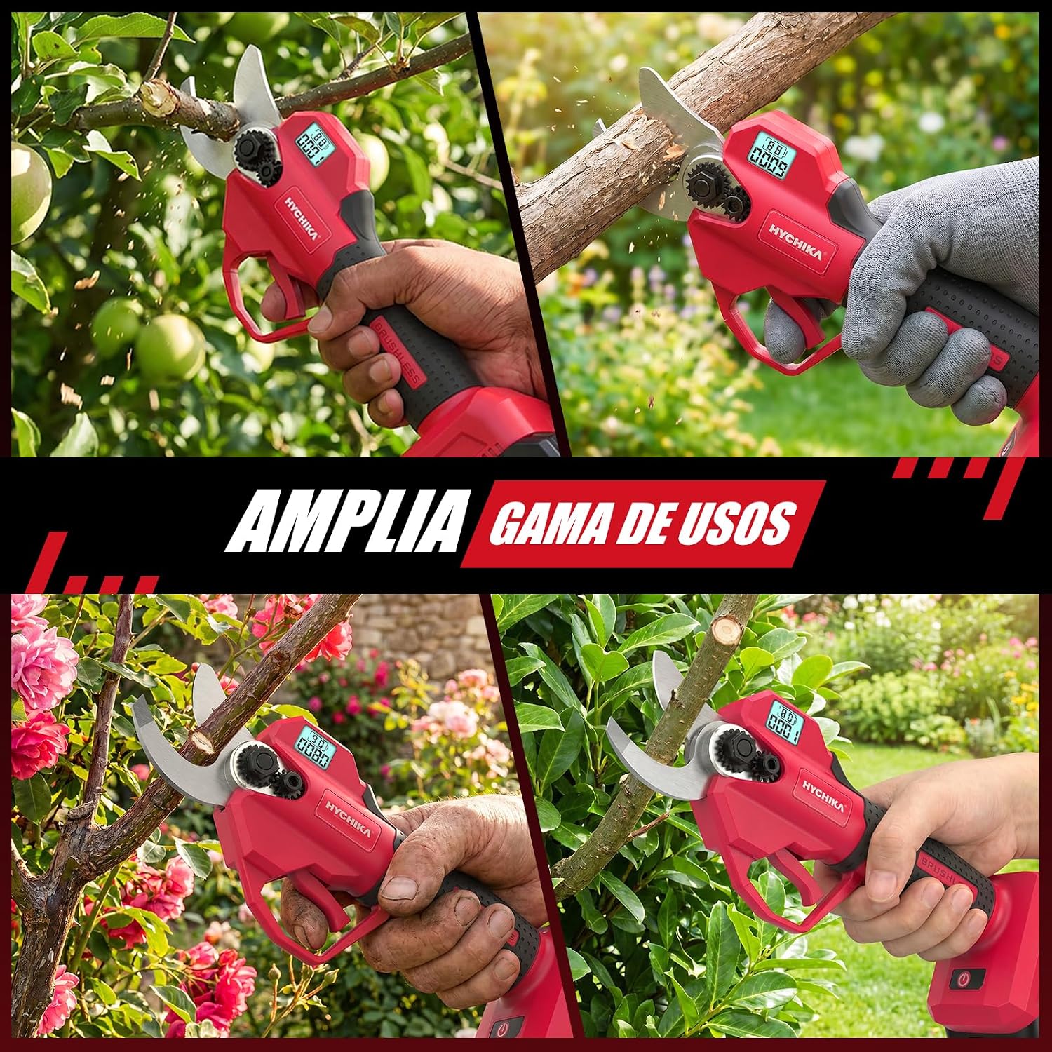 HYCHIKA Electric Pruning Shears 21V with SK5 Blades and LCD Display
