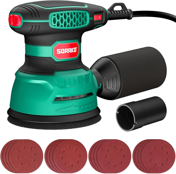 Sorako 350W Random Orbital Sander, 5-Inch Variable Speed Wood Sander