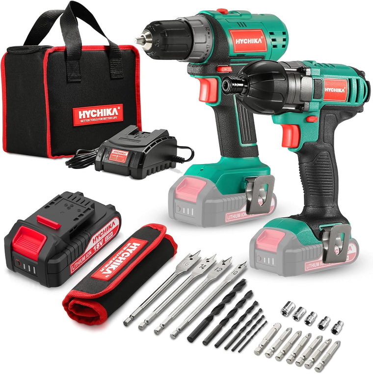 HYCHIKA 18V Cordless Drill and Impact Driver Set
