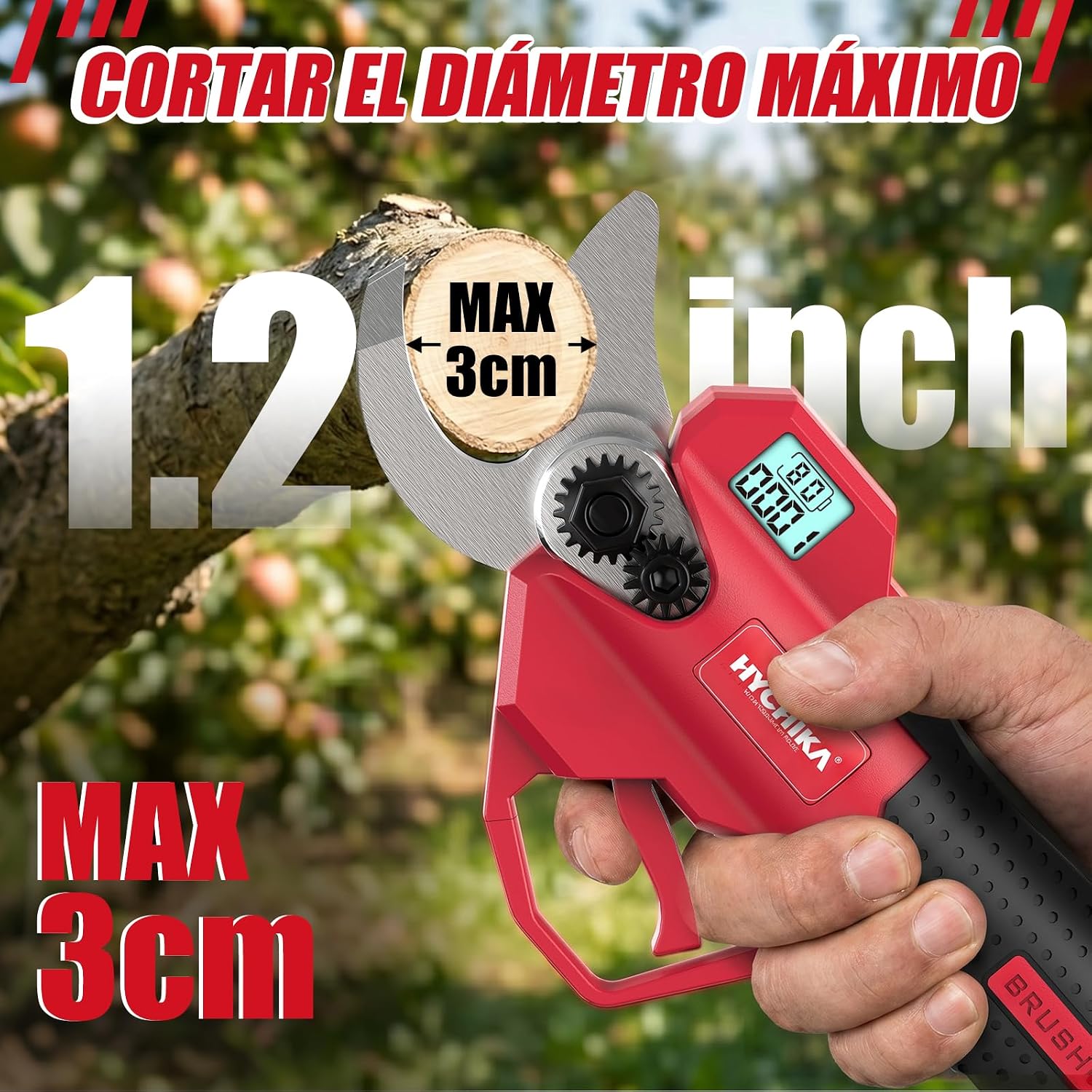 HYCHIKA Electric Pruning Shears 21V with SK5 Blades and LCD Display