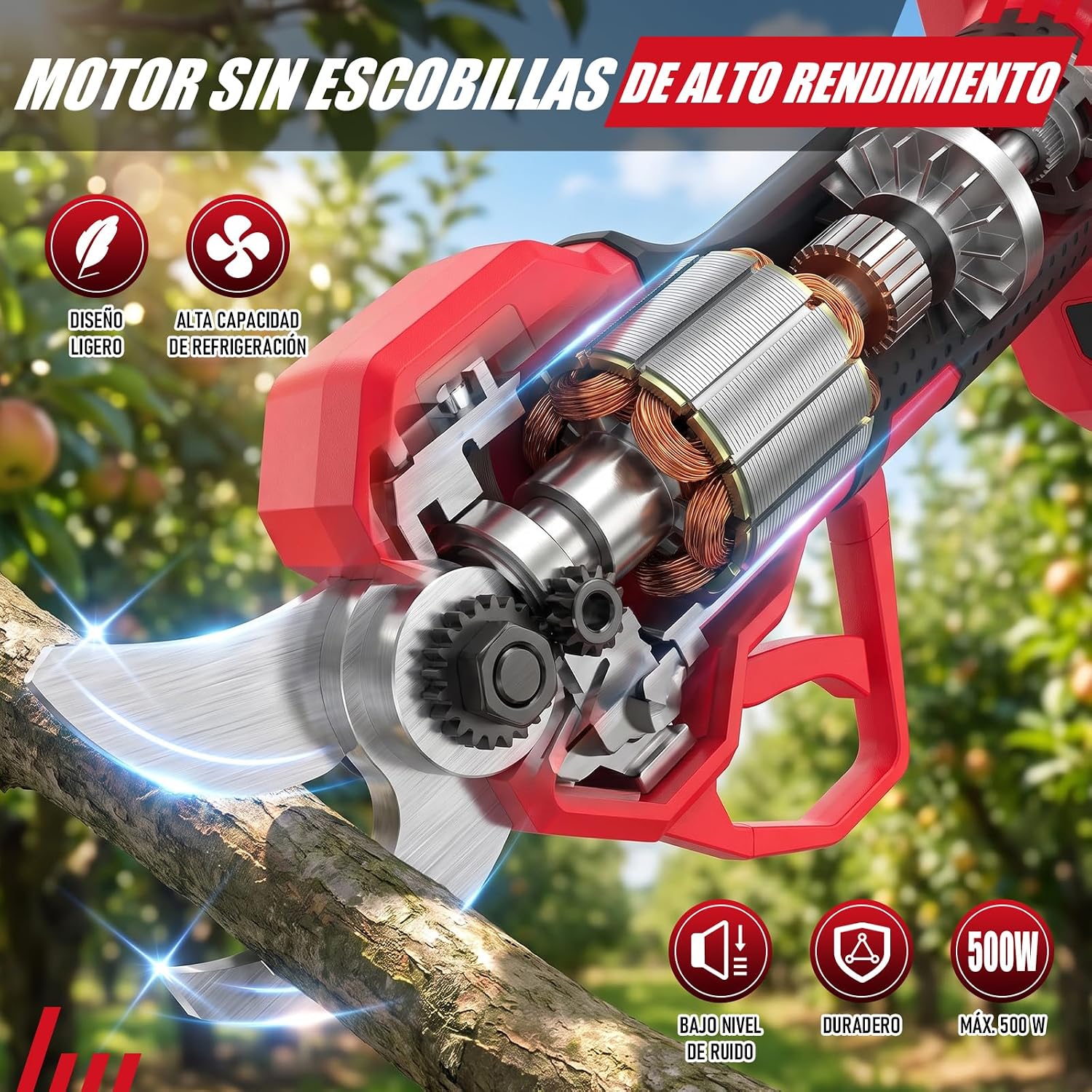 HYCHIKA Electric Pruning Shears 21V with SK5 Blades and LCD Display
