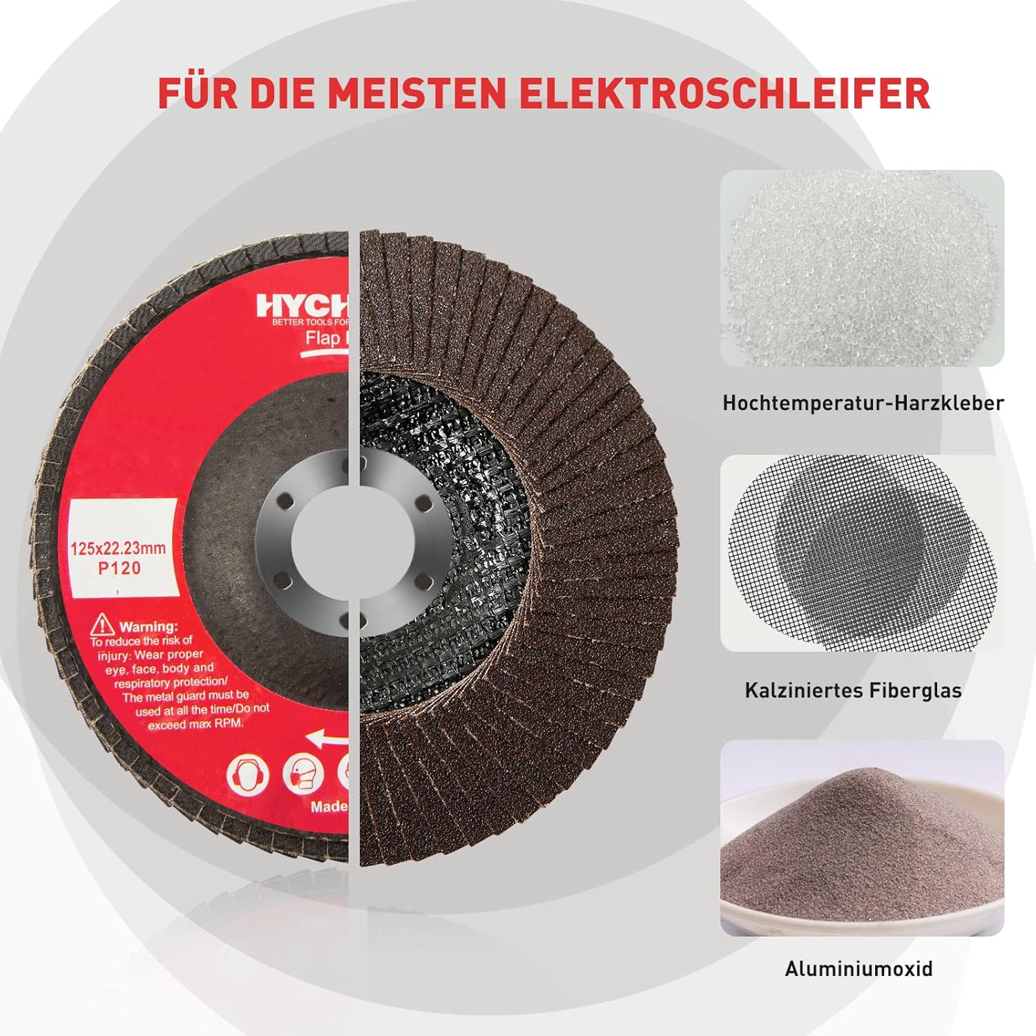 HYCHIKA 125mm Flap Discs, 120 Grit Angle Grinder Sanding Discs