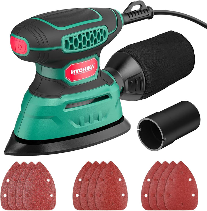 HYCHIKA 140 W Detailschleifer, 1,2 A Handschleifwerkzeug mit 12 Schleifpapieren (EU/US)