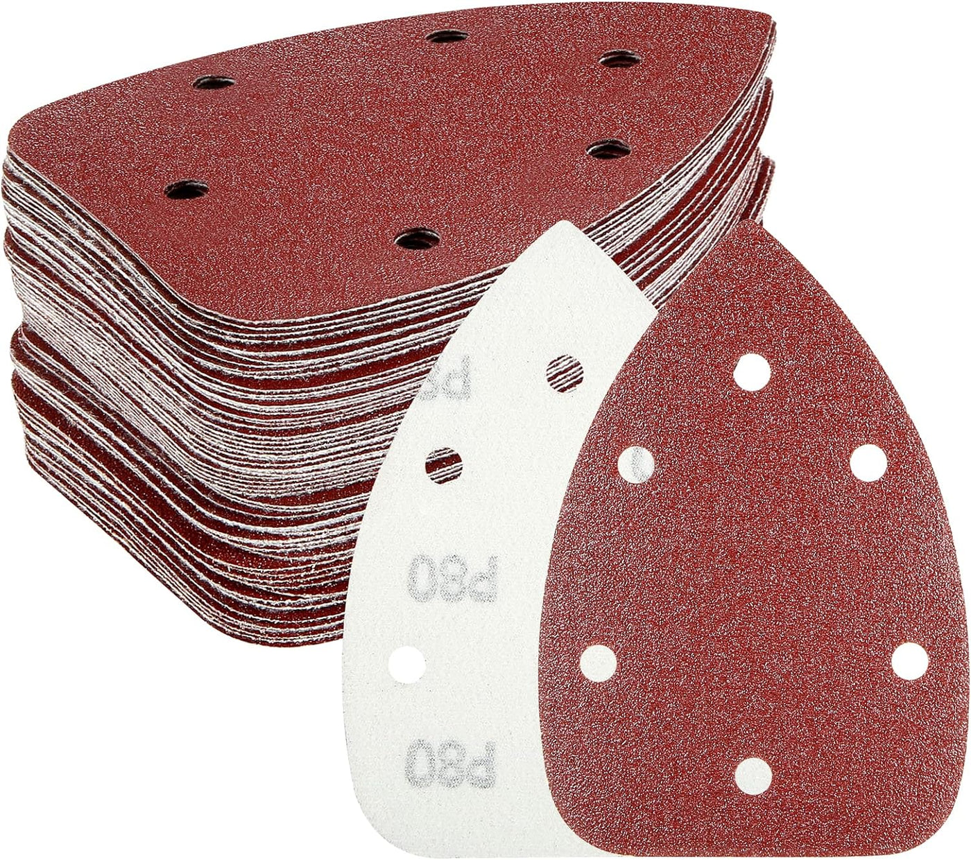 HYCHIKA 60PCS Mouse Sander Pads, 6-Hole Hook and Loop Sanding Pads, 60-240 Grits
