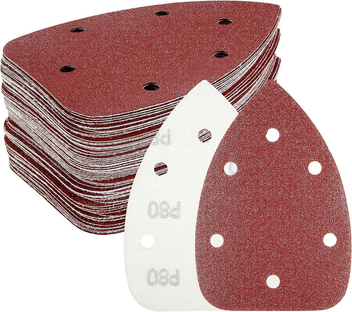 HYCHIKA 60PCS Mouse Sander Pads, 6-Hole Hook and Loop Sanding Pads, 60-240 Grits