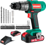 Cordless Brushed Motor Drill Driver 18V, 45 N.m Max with 1*2.0Ah Battery and 27pcs Accessory Set