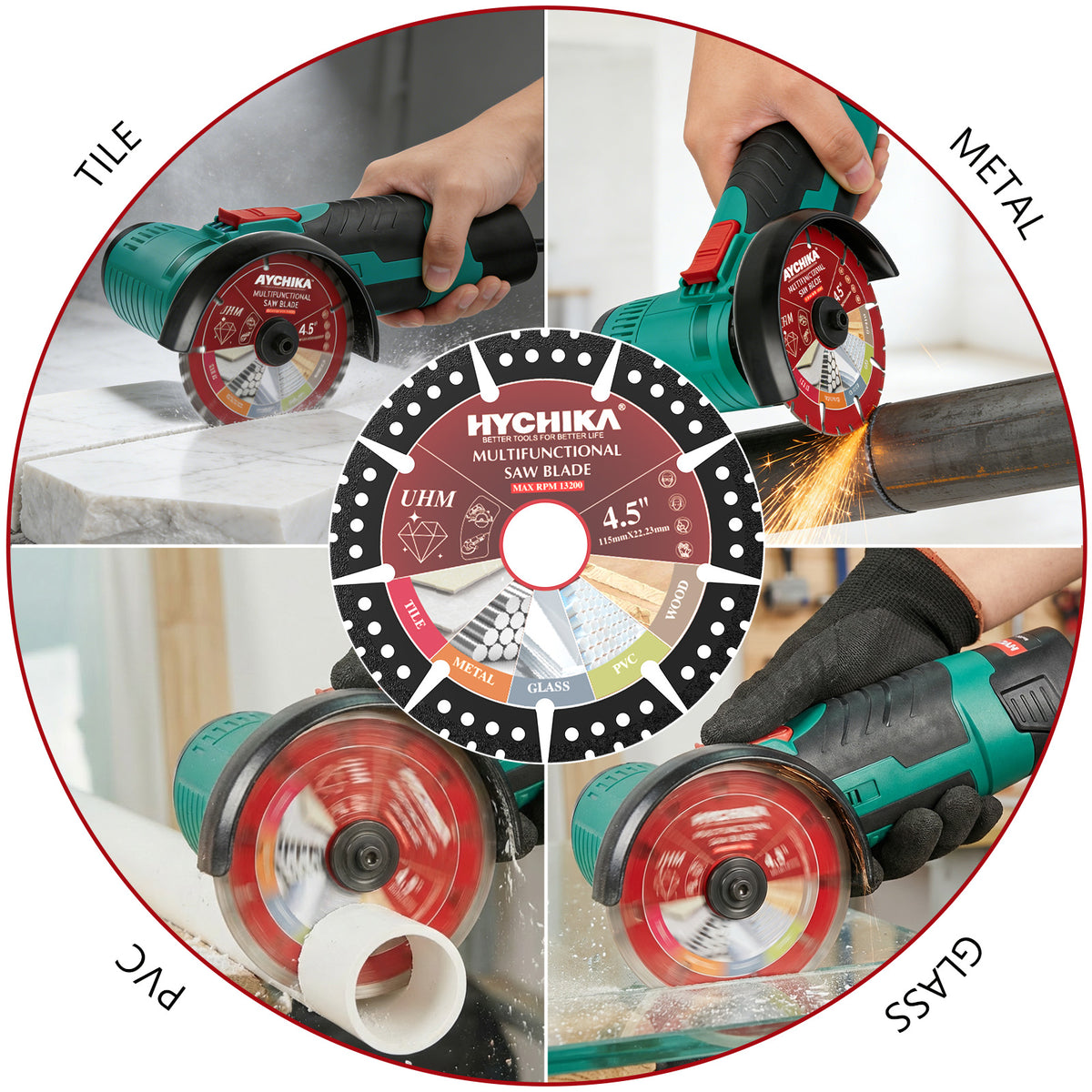 HYCHIKA 5-Piece Diamond Cutting & Grinding Disc Set — 4.5" for Automotive Body, Exhaust & Chassis Work
