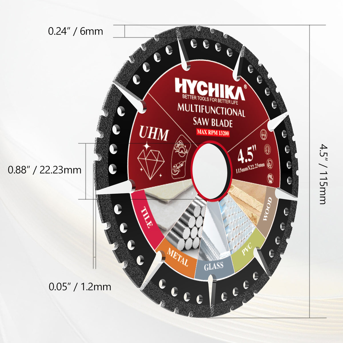 HYCHIKA 5-Piece Diamond Cutting & Grinding Disc Set — 4.5" for Automotive Body, Exhaust & Chassis Work